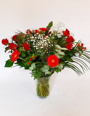 Boeket  rond rood